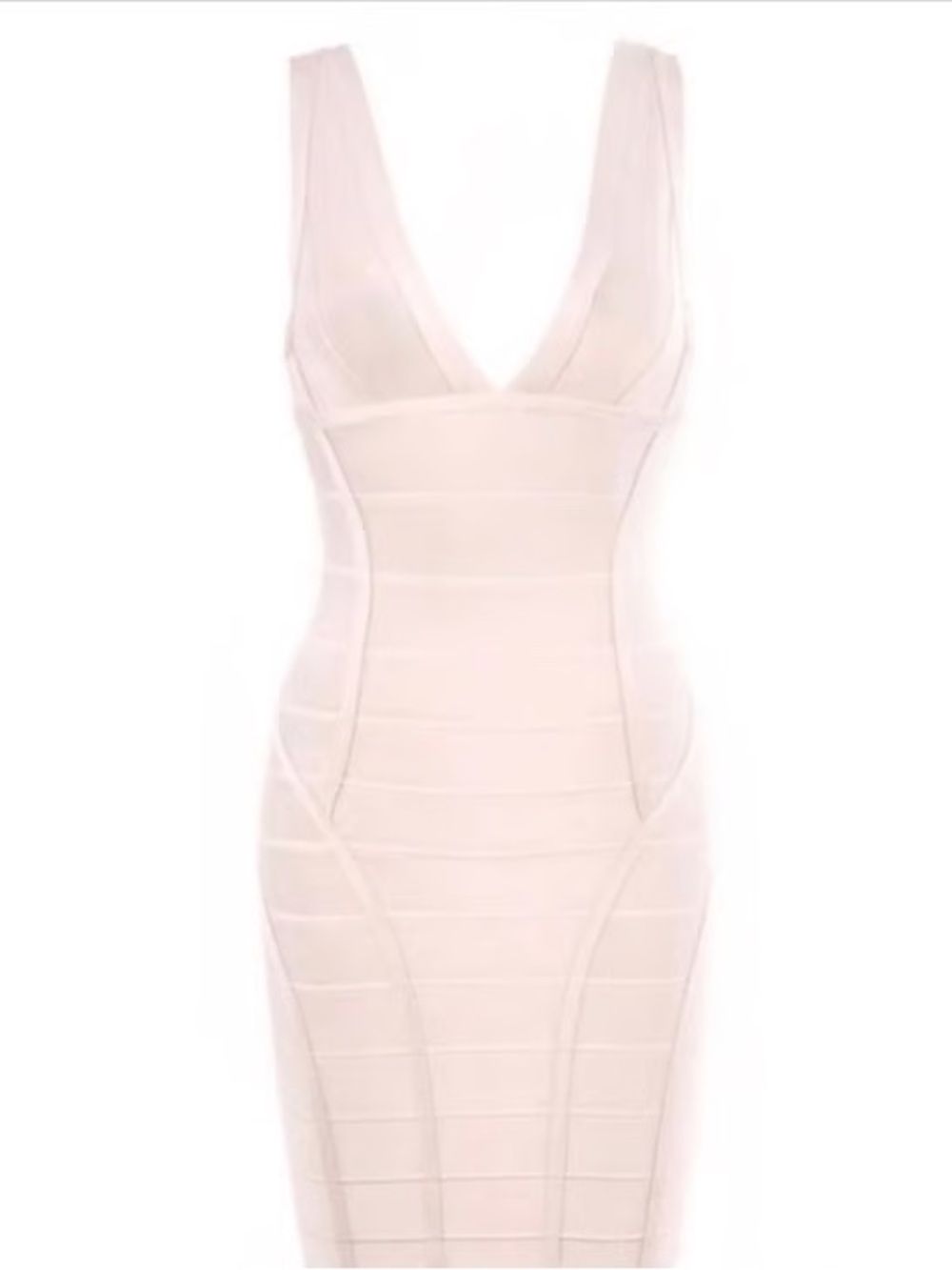 Plunge V-Neck Bodycon Dress in White